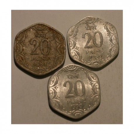 20 paise 1981, 1989, 1990