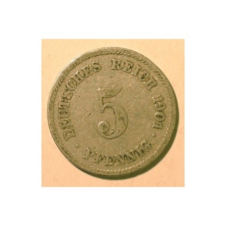 5 pfennig 1901 J. Miedzionikiel. Mennica Hamburg