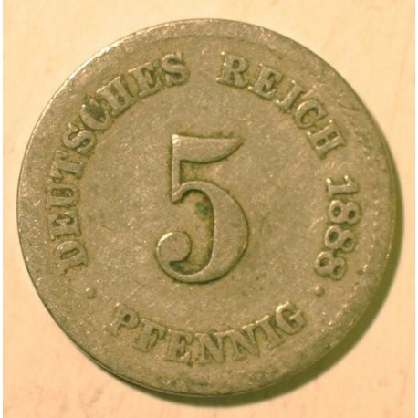5 pfennig 1888 F. Miedzionikiel. Mennica Stuttgart
