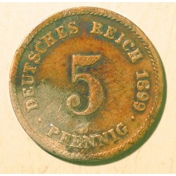5 pfennig 1899 G. Miedzionikiel. Mennica Karlsruhe