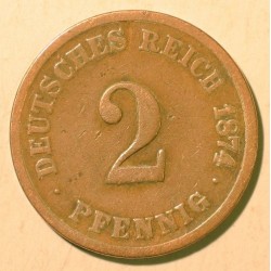 2 pfennig 1874 F.&nbsp;Miedź. Mennica Stuttgart.