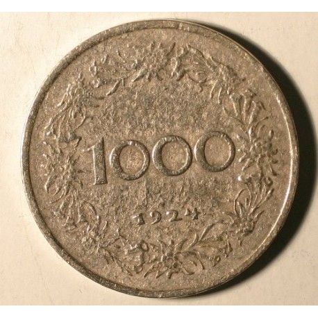 1000 koron 1924.Miedzionikiel.