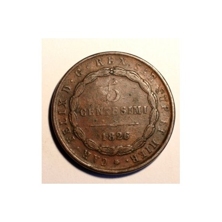 Księstwa włoskie - Sardynia 5 centesimi 1826 G