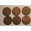 2 pfennig - zestaw 6 monet