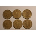Czechosłowacja 20 halerzy - zestaw 6 monet