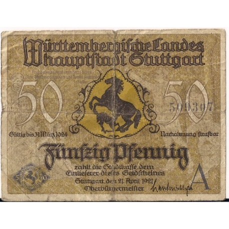 Stuttgart 50 pfennig 1921, seria B